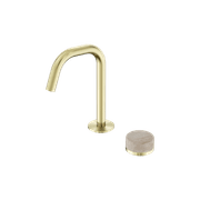 Serenity Basin Mixer Edge Spout Rome Travertine Handle Brushed Gold gallery detail image