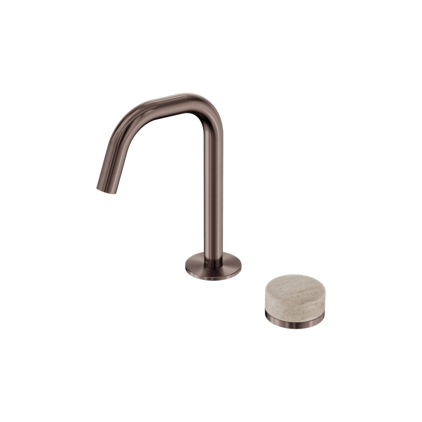 Serenity Basin Mixer Edge Spout Rome Travertine Handle Brushed Bronze gallery detail image
