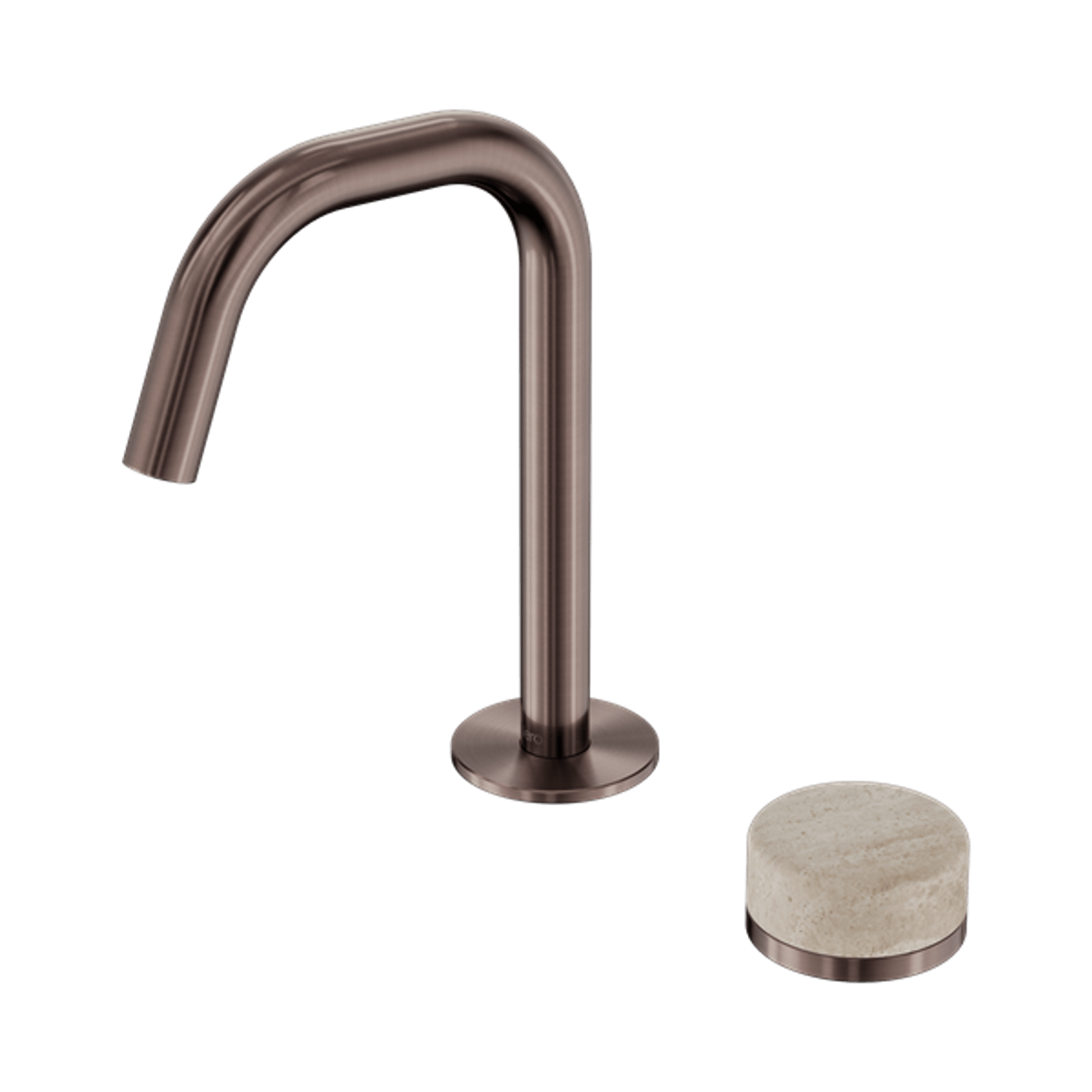 Serenity Basin Mixer Edge Spout Rome Travertine Handle Brushed Bronze gallery detail image