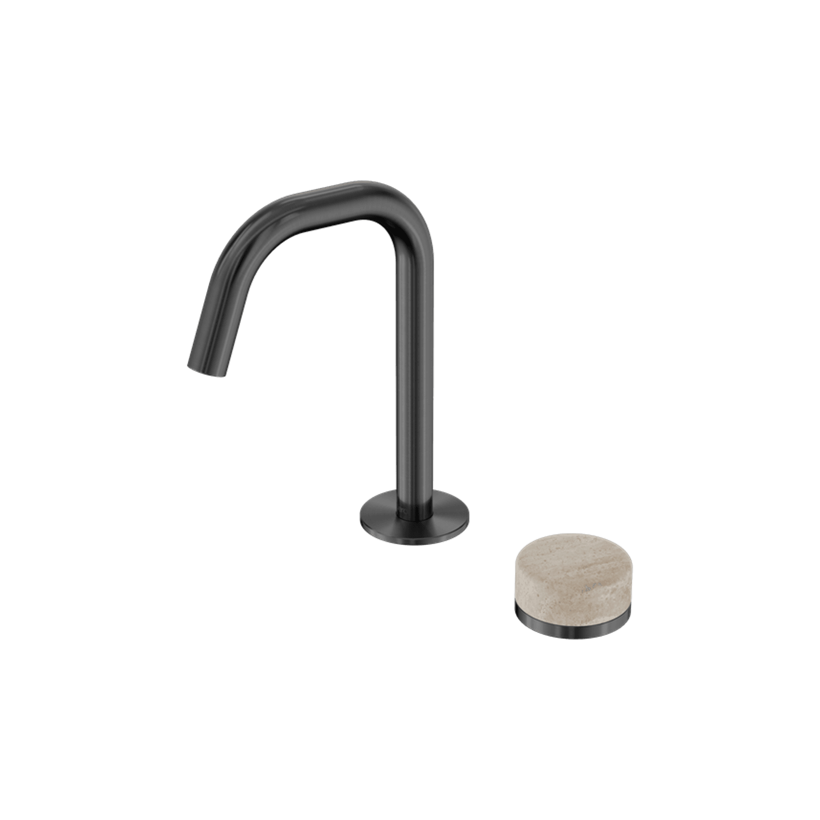 Serenity Basin Mixer Edge Spout Rome Travertine Handle Gun Metal gallery detail image