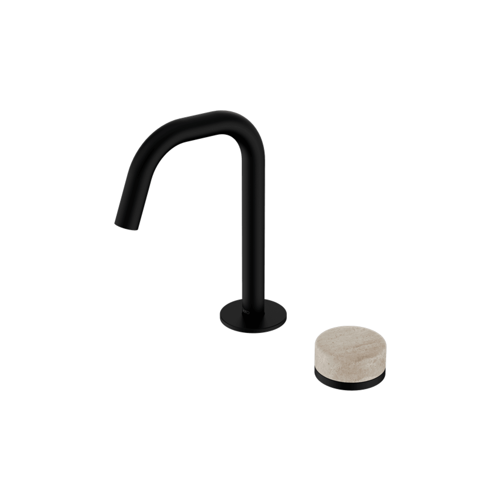 Serenity Basin Mixer Edge Spout Rome Travertine Handle Matte Black gallery detail image