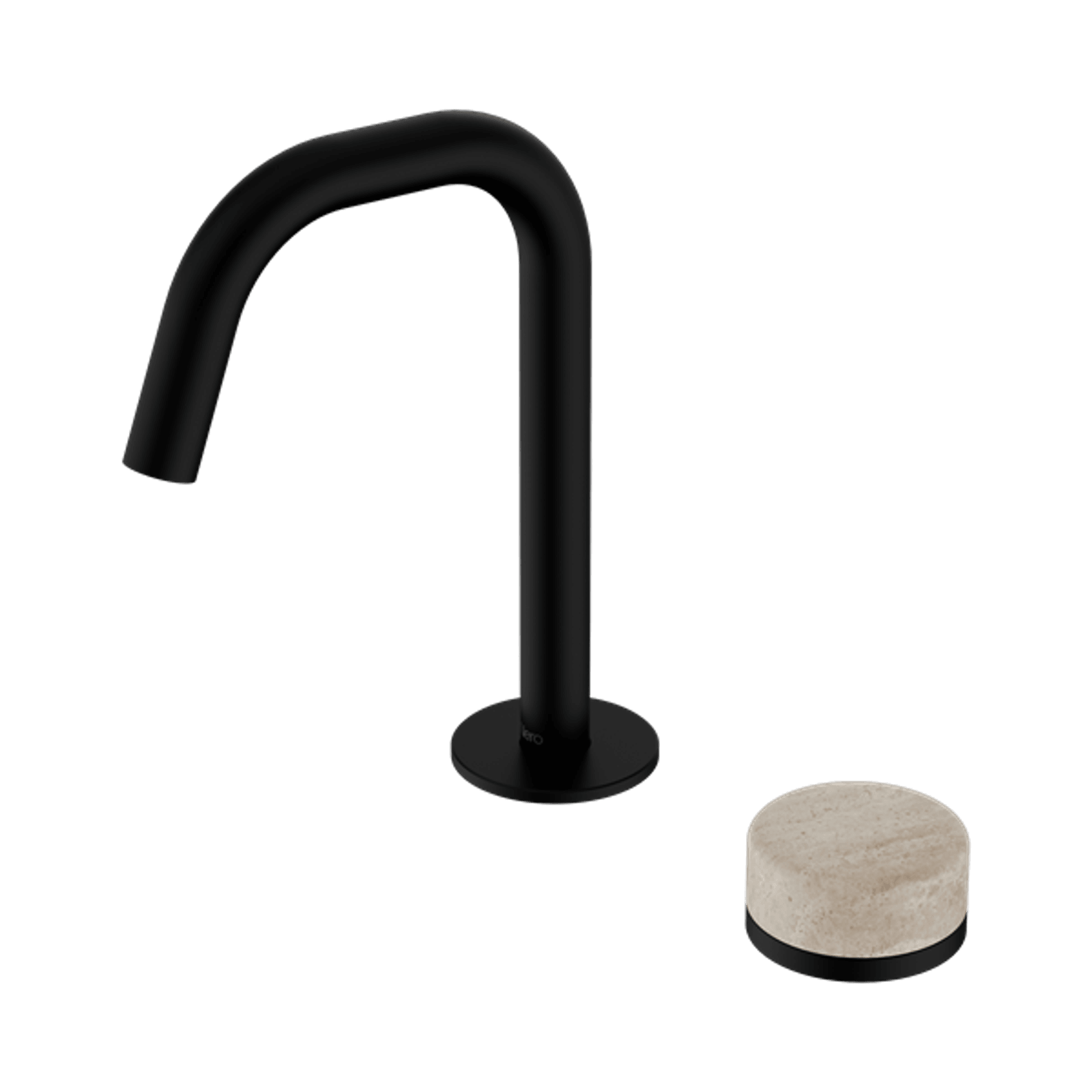 Serenity Basin Mixer Edge Spout Rome Travertine Handle Matte Black gallery detail image