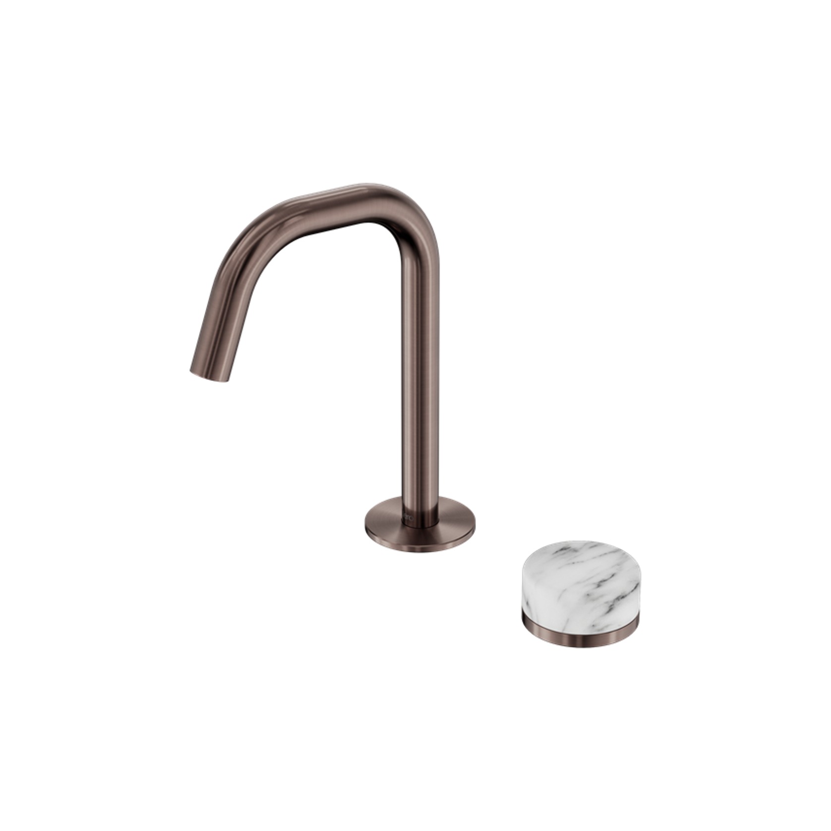 Serenity Basin Mixer Edge Spout Arabescato Corchia Handle Brushed Bronze gallery detail image