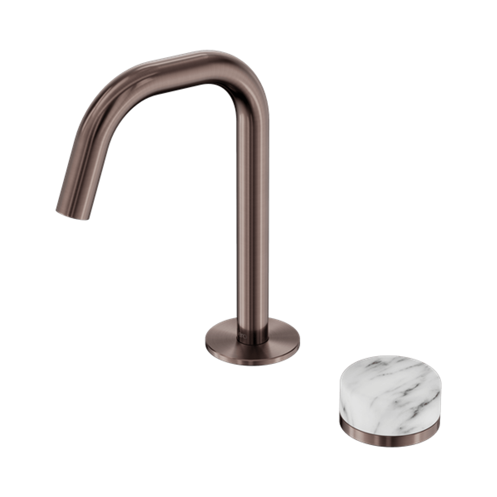 Serenity Basin Mixer Edge Spout Arabescato Corchia Handle Brushed Bronze gallery detail image