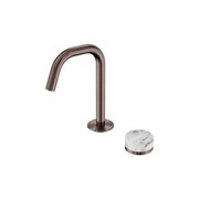 Serenity Basin Mixer Edge Spout Arabescato Corchia Handle Brushed Bronze gallery detail image