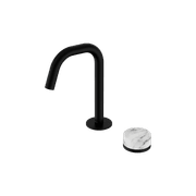 Serenity Basin Mixer Edge Spout Arabescato Corchia Handle Matte Black gallery detail image