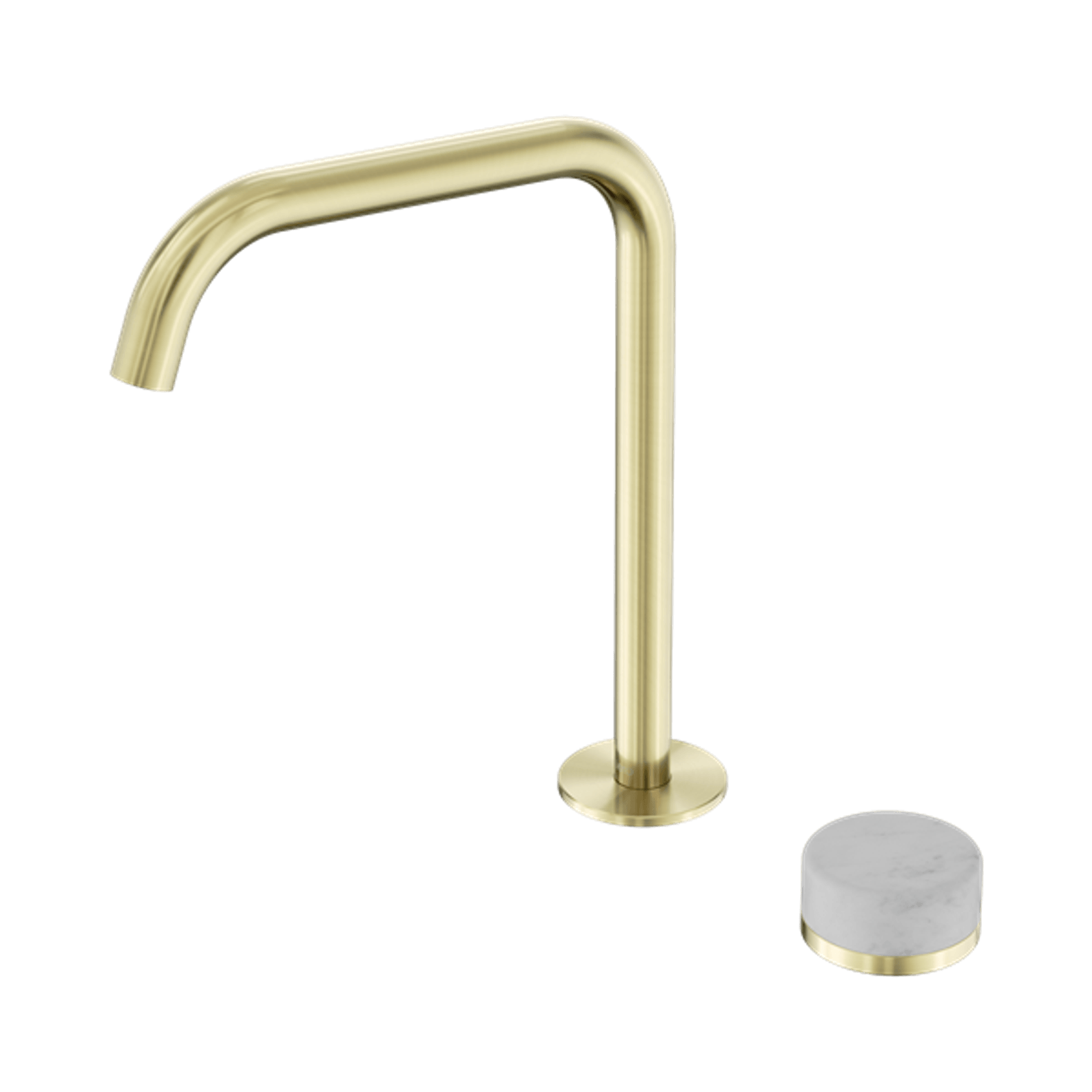 Serenity Bath/Kitchen Mixer Edge Spout Carrara Handle Brushed Gold gallery detail image