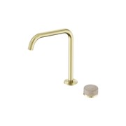 Serenity Bath/Kitchen Mixer Edge Spout Rome Travertine Handle Brushed Gold gallery detail image