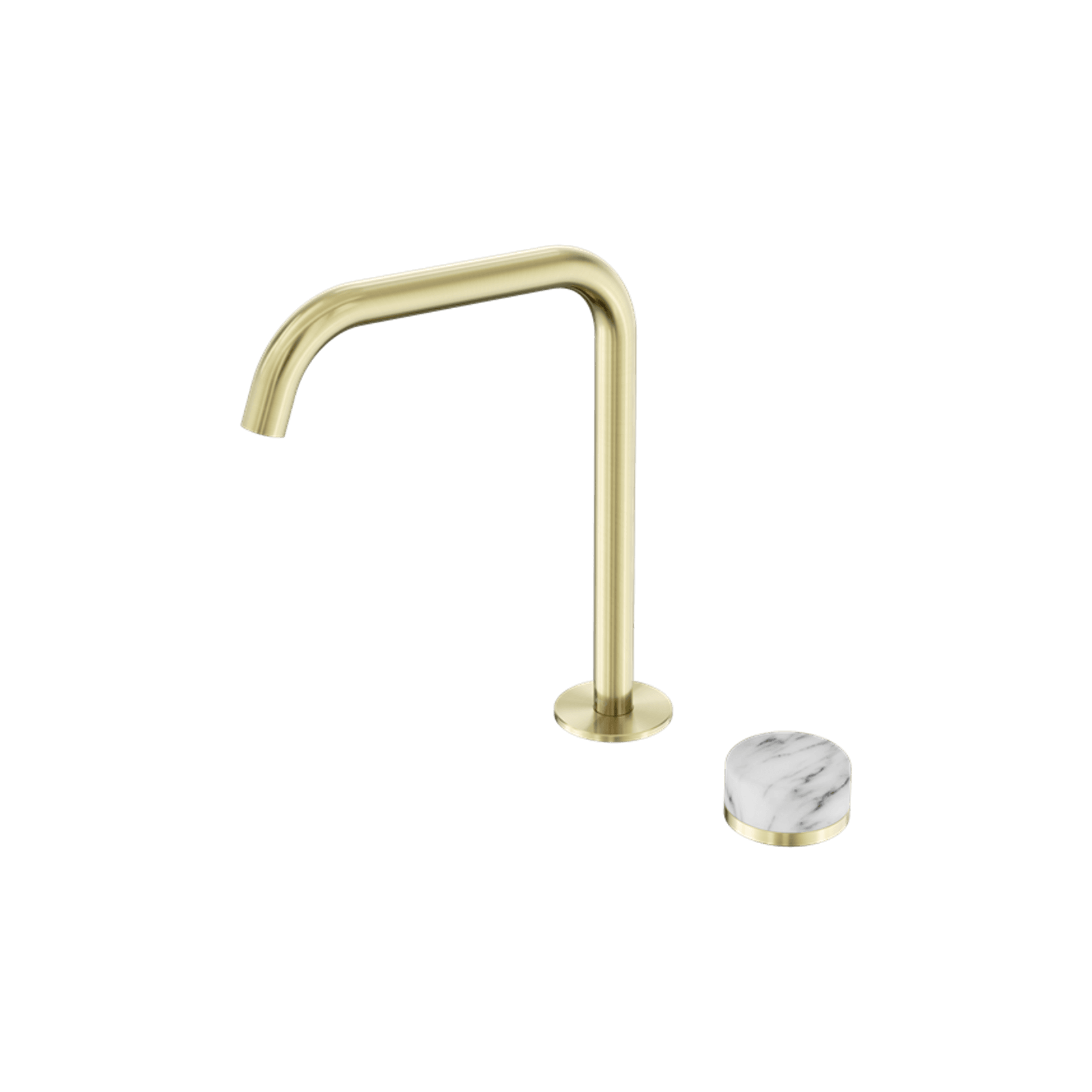 Serenity Bath/Kitchen Mixer Edge Spout Arabescato Corchia Handle Brushed Gold gallery detail image