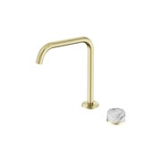 Serenity Bath/Kitchen Mixer Edge Spout Arabescato Corchia Handle Brushed Gold gallery detail image