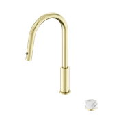 Serenity pull out kitchen Set Arabescato Corchia Handle Brushed Gold gallery detail image