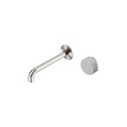 Serenity Wall Basin Mixer 220mm Spout Carrara Handle Brushed Nickel gallery detail image