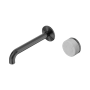 Serenity Wall Basin Mixer 185mm Spout Carrara Handle Gun Metal gallery detail image