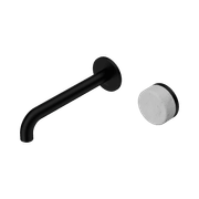 Serenity Wall Basin Mixer 220mm Spout Carrara Handle Matte Black gallery detail image