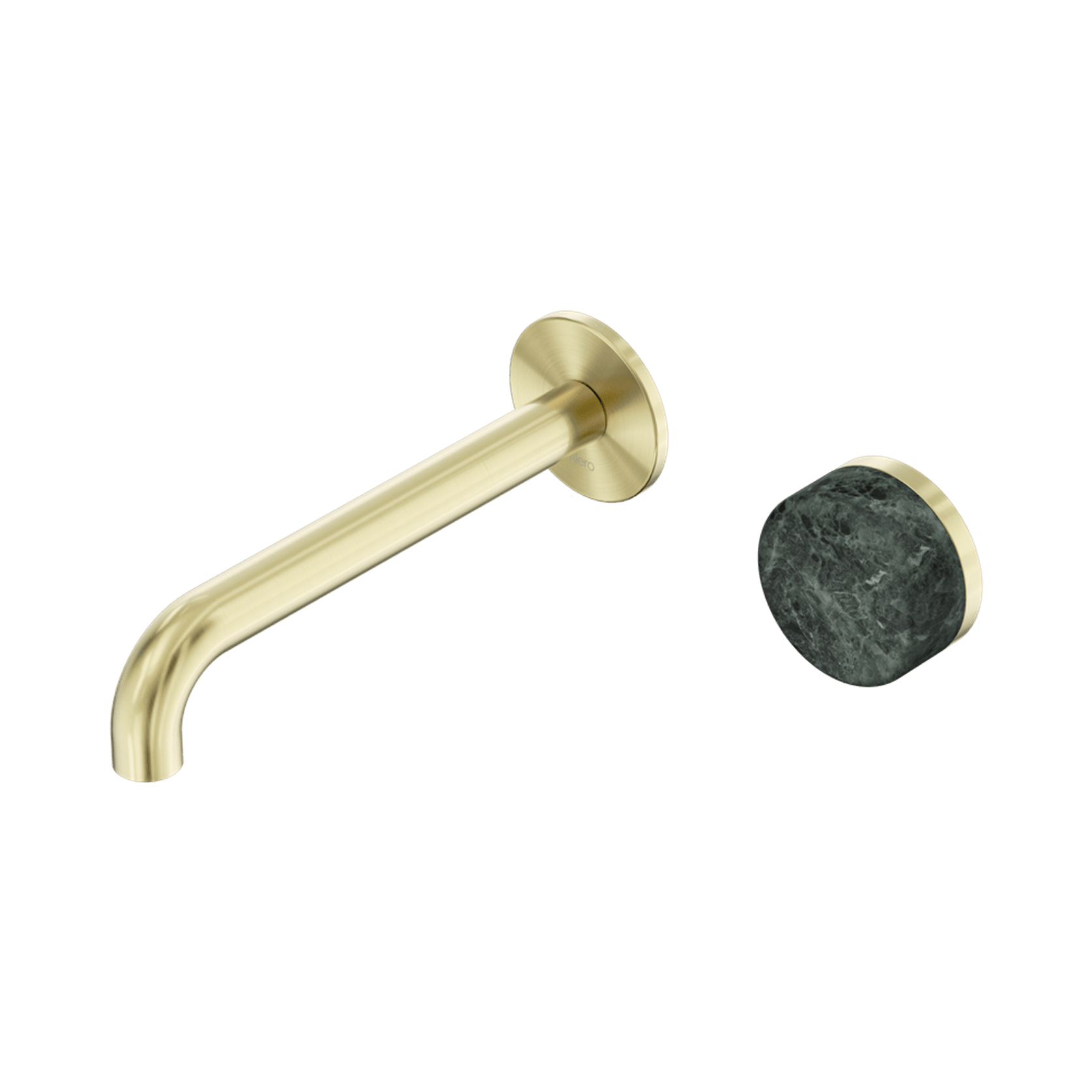 Serenity Wall Basin Mixer 160mm Spout Verde Alpi Handle Brushed Gold gallery detail image