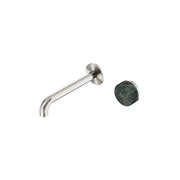 Serenity Wall Basin Mixer 160mm Spout Verde Alpi Handle Brushed Nickel gallery detail image
