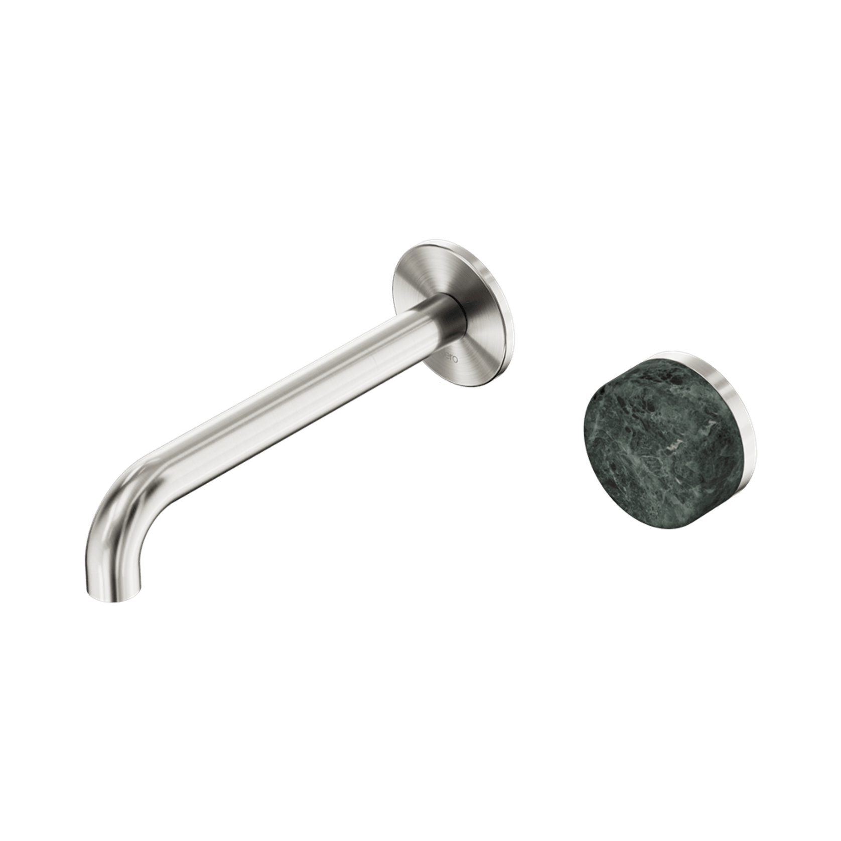 Serenity Wall Basin Mixer 185mm Spout Verde Alpi Handle Brushed Nickel gallery detail image