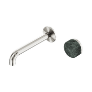 Serenity Wall Basin Mixer 185mm Spout Verde Alpi Handle Brushed Nickel gallery detail image