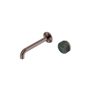 Serenity Wall Basin Mixer 220mm Spout Verde Alpi Handle Brushed Bronze gallery detail image