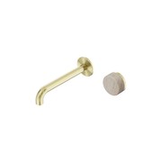 Serenity Wall Basin Mixer 185mm Spout Rome Travertine Handle Brushed Gold gallery detail image