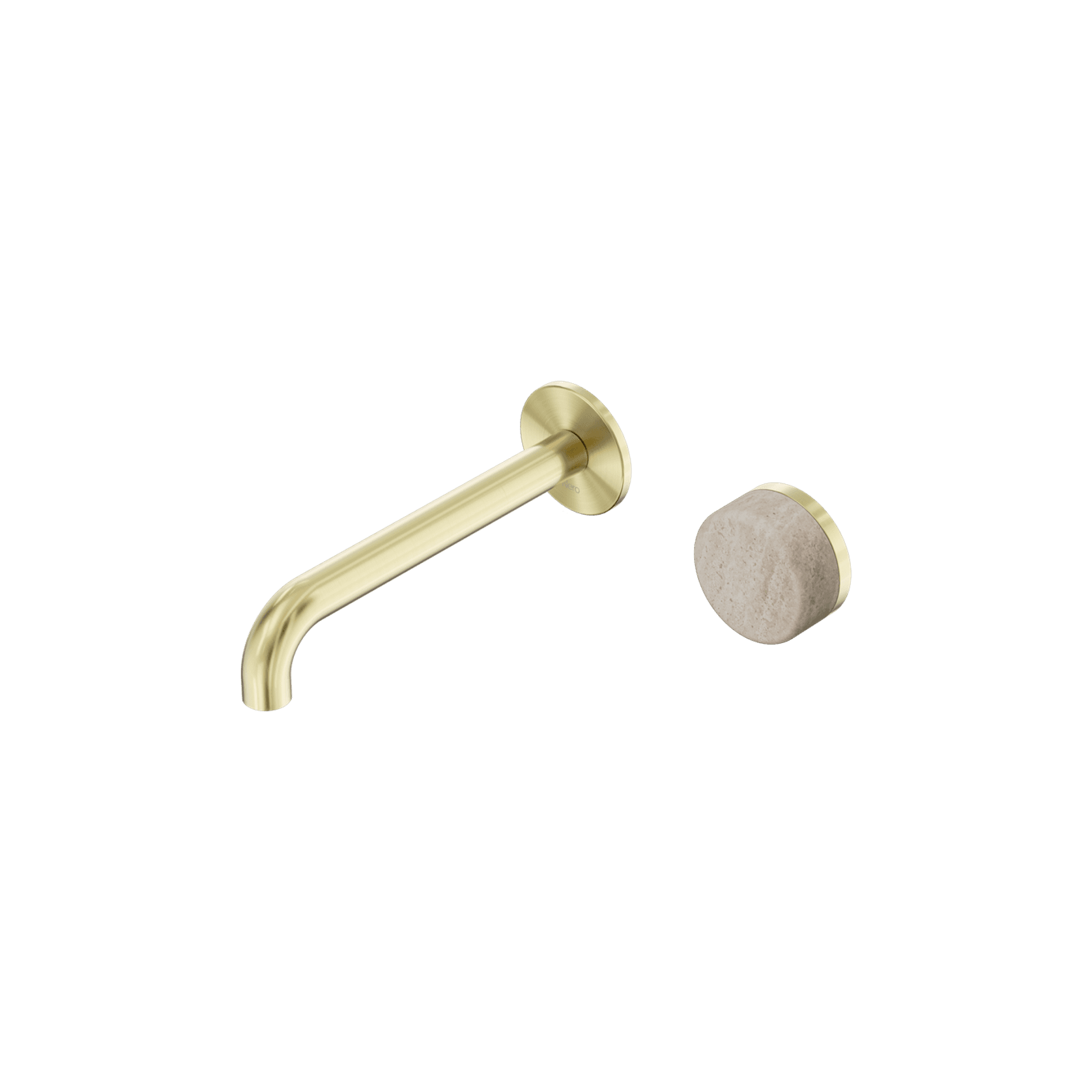 Serenity Wall Basin Mixer 220mm Spout Rome Travertine Handle Brushed Gold gallery detail image