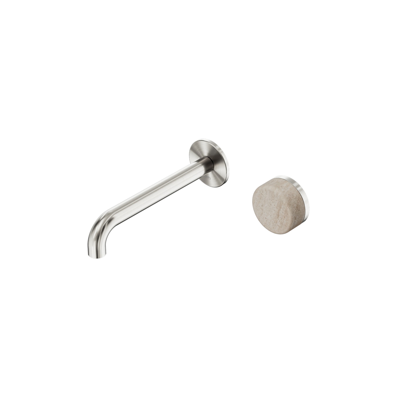 Serenity Wall Basin Mixer 185mm Spout Rome Travertine Handle Brushed Nickel gallery detail image