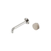 Serenity Wall Basin Mixer 185mm Spout Rome Travertine Handle Brushed Nickel gallery detail image