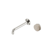 Serenity Wall Basin Mixer 185mm Spout Rome Travertine Handle Brushed Nickel gallery detail image
