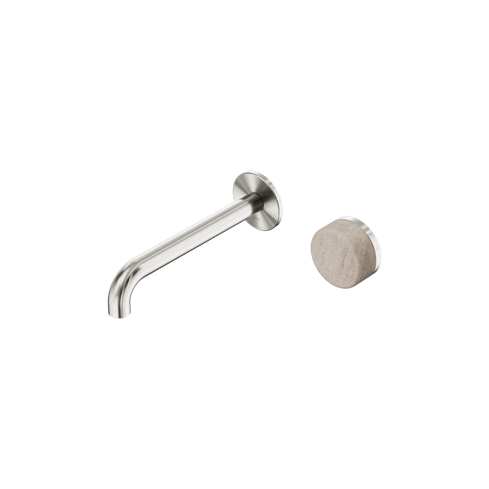 Serenity Wall Basin Mixer 160mm Spout Rome Travertine Handle Brushed Nickel gallery detail image