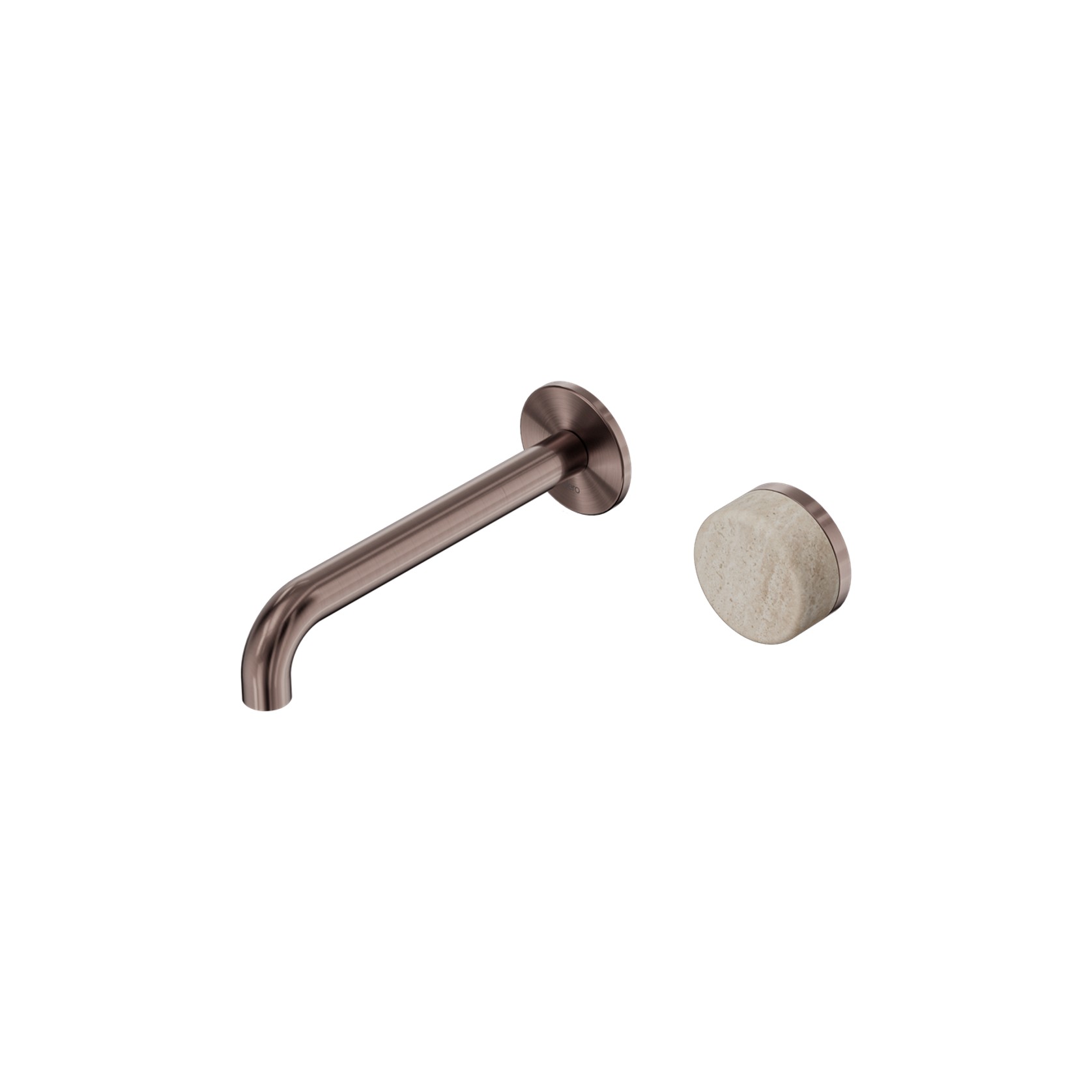 Serenity Wall Basin Mixer 220mm Spout Rome Travertine Handle Brushed Bronze gallery detail image