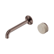 Serenity Wall Basin Mixer 160mm Spout Rome Travertine Handle Brushed Bronze gallery detail image