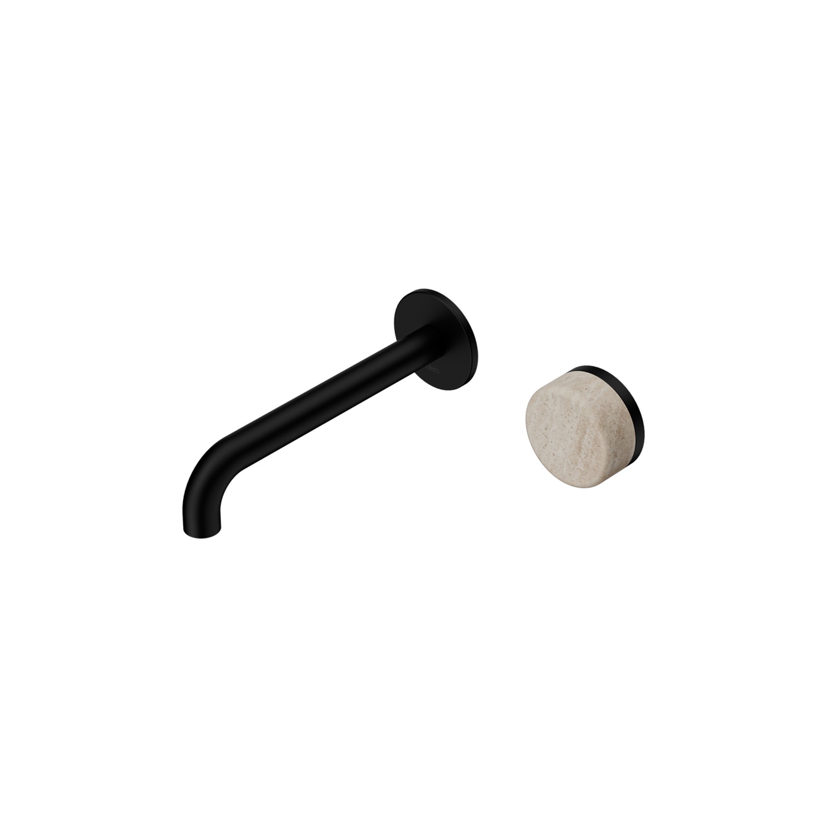 Serenity Wall Basin Mixer 220mm Spout Rome Travertine Handle Matte Black gallery detail image