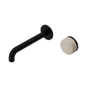 Serenity Wall Basin Mixer 185mm Spout Rome Travertine Handle Matte Black gallery detail image