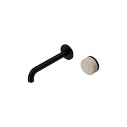 Serenity Wall Basin Mixer 185mm Spout Rome Travertine Handle Matte Black gallery detail image