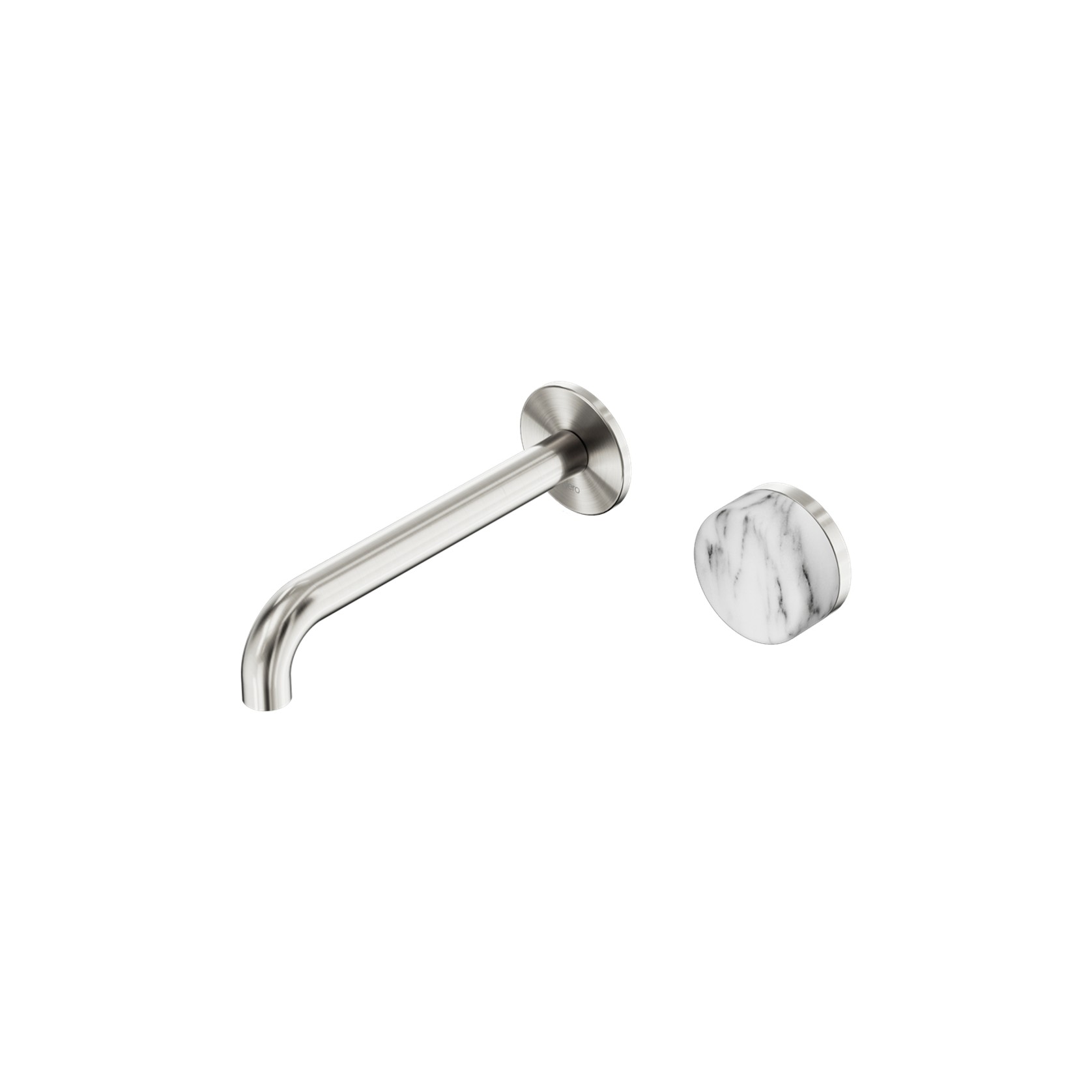 Serenity Wall Basin Mixer 185mm Spout Arabescato Corchia Handle Brushed Nickel gallery detail image