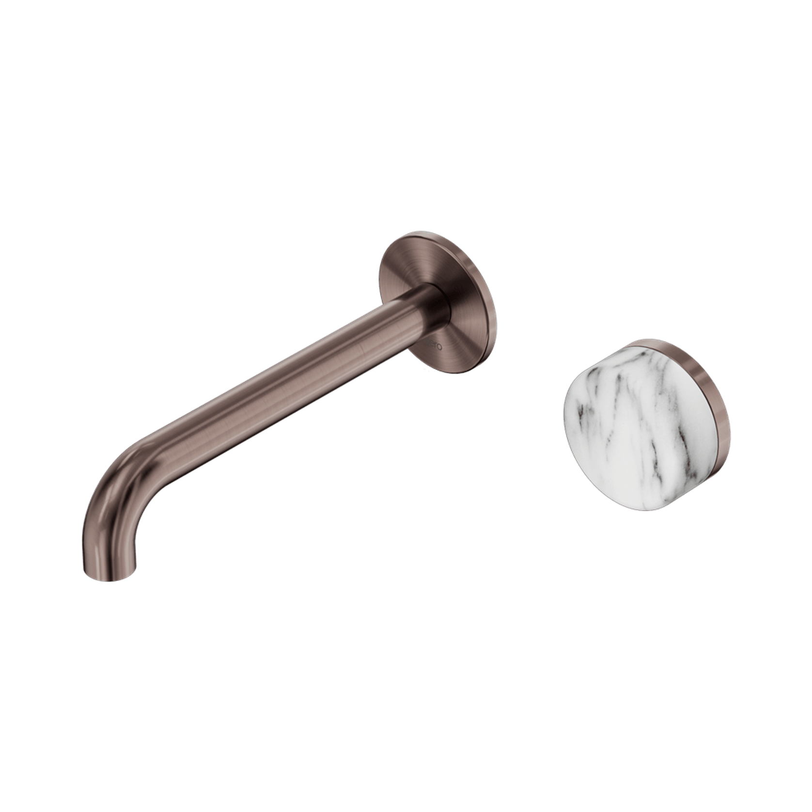 Serenity Wall Basin Mixer 220mm Spout Arabescato Corchia Handle Brushed Bronze gallery detail image