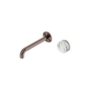 Serenity Wall Basin Mixer 220mm Spout Arabescato Corchia Handle Brushed Bronze gallery detail image