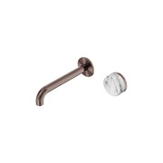 Serenity Wall Basin Mixer 185mm Spout Arabescato Corchia Handle Brushed Bronze gallery detail image
