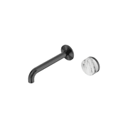 Serenity Wall Basin Mixer 220mm Spout Arabescato Corchia Handle Gun Metal gallery detail image
