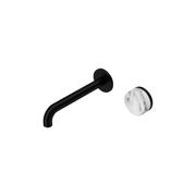 Serenity Wall Basin Mixer 220mm Spout Arabescato Corchia Handle Matte Black gallery detail image