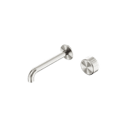 Serenity Wall Basin Mixer 185mm Spout Metal Handle Brushed Nickel gallery detail image