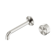 Serenity Wall Basin Mixer 220mm Spout Metal Handle Brushed Nickel gallery detail image