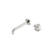 Serenity Wall Basin Mixer 220mm Spout Metal Handle Brushed Nickel gallery detail image