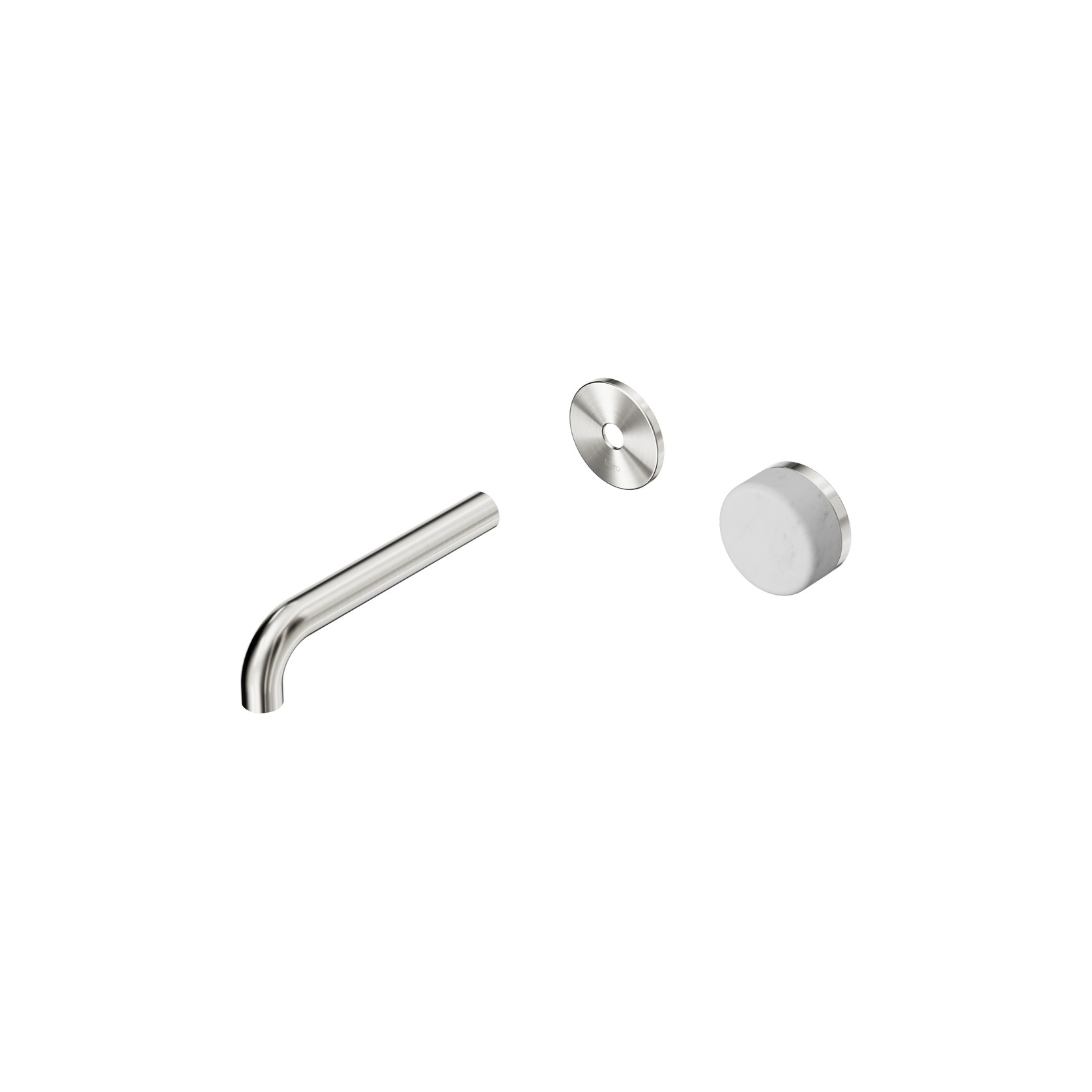 Serenity Wall Basin Mixer 160mm Spout Carrara Handle Brushed Nickel gallery detail image