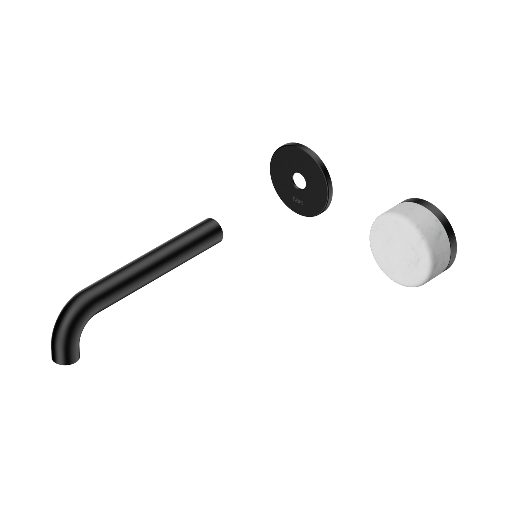 Serenity Wall Basin Mixer 160mm Spout Carrara Handle Matte Black gallery detail image