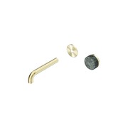 Serenity Wall Basin Mixer 160mm Spout Verde Alpi Handle Brushed Gold gallery detail image