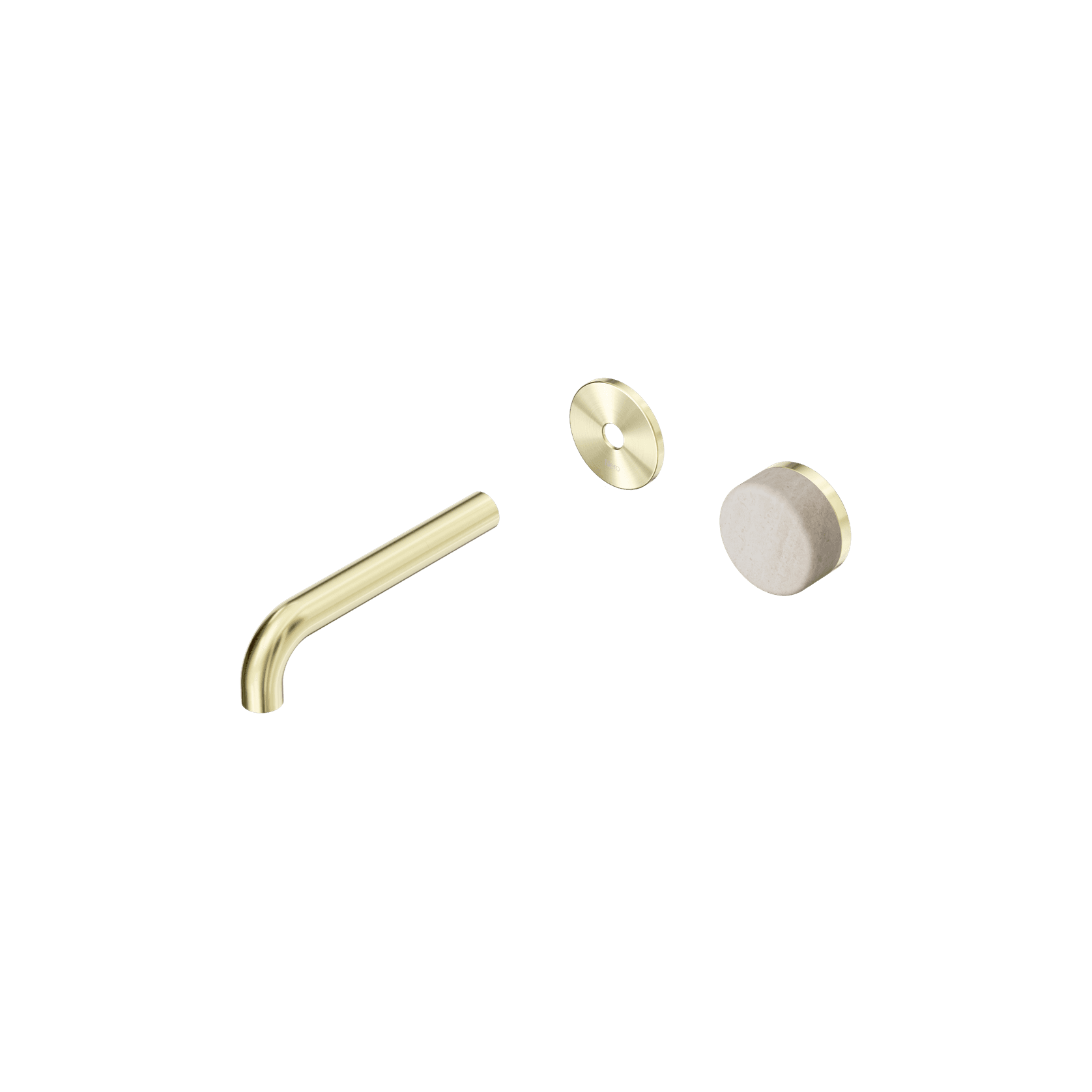 Serenity Wall Basin Mixer 160mm Spout Rome Travertine Handle Brushed Gold gallery detail image