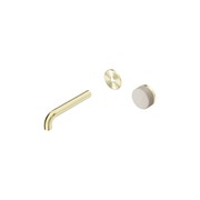 Serenity Wall Basin Mixer 160mm Spout Rome Travertine Handle Brushed Gold gallery detail image
