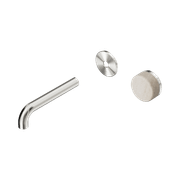 Serenity Wall Basin Mixer 160mm Spout Rome Travertine Handle Brushed Nickel gallery detail image
