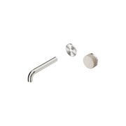 Serenity Wall Basin Mixer 160mm Spout Rome Travertine Handle Brushed Nickel gallery detail image